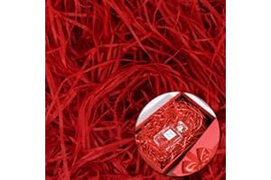 Papier Déchiqueté, Hillylolly Papier de Remplissage Cadeau, 200g Papier Dechiquete, Papier Raphia Déchiqueté, Remplissage Boite Cadeau, pour Cadeaux Emballage, Paniers et Boîtes (Rouge)