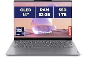 Lenovo Yoga Slim 7 14IMH9 - Ordinateur Portable 14'' OLED WUXGA (Intel Core Ultra 7 155H, RAM 32Go, SSD 1To, Intel Arc Graphics,Windows 11 Home) Clavier rétroéclairé AZERTY FR - Lunaire Gris