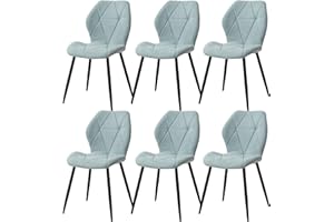 GrandCA HOME Set di 6 Sedie da Pranzo, Sedie da Pranzo Imbottite, Sedie da Cucina Nordiche con Gambe in Metallo, Cuscini in Tessuto a Rombi, Menta verde-R