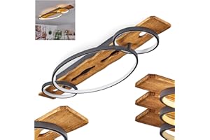 HOFSTEIN Lampa sufitowa LED Nevogilde, ściemnialna lampa sufitowa z metalu/drewna/plastiku w kolorze antracytowym/naturalnym/białym, ściemnialna, 4600 lumenów, 3000 K, LED 40 W
