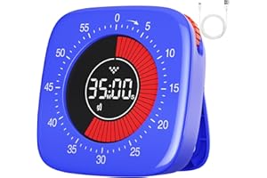 Dealswin Minuteur Visuel Rechargeable, Timer Numérique avec 4 Modes d'alarme, Minuteurs Compte à Rebours de 60 Minutes Timer Enfant Minuterie visuelle pour Enfants Apprentissage Cuisine(Bleu)