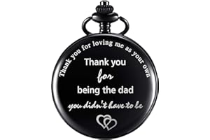 TATUO Dad Gifts Quartz Pocket Watch for Father-in-Law, Stepdad Birthday Christmas Fathers Day - Thank You for Loving Me as Your Own, Thank You for Being The Dad You Didn't Have to Be