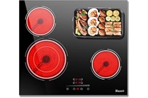 Disaenvir Electric Ceramic Hob 4 Zone, 6600W Built in Electric Hob 4 Burners with Slide & Touch Control, 60cm Hard Wired Cooktop with Dual Ring, Safety Lock, Timer