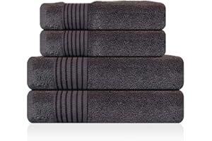 LAZZARO HOME FEEL THE DIFFERENCE LAZZARO Towels - Towels Set, Grey - 2 Bath Towel Sheets, 2 Hand Towels, 500 GSM Ring Spun 100% Cotton Highly Absorbent Towels for Bathroom, Shower Towel (4 Pieces) - Certified Chemical Free Towels