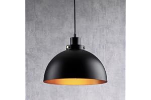 ‎FORCOSO FORCOSO Pendelleuchte Schwarz Gold, Modern Industrial Hängelampe 1 Flammig, Vintage Metall Deckenleuchte mit E27 Sockel, für Küche Schlafzimmer Esszimmer Wohnzimmer Restaurant Loft Bar (Schwarz)