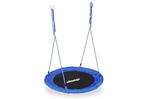 Relaxdays Balançoire nid d'oiseau rond 90 cm à suspendre enfant adulte jardin extérieur Ø 90 cm, 100 kg, bleu