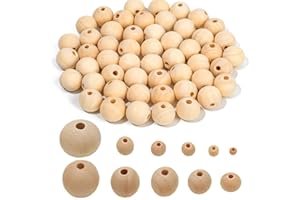 Febsow Natur Holzkugeln zum Auffädeln 150 Stück, 18mm Holzperlen Natur für Makramee, Holzkugeln mit Loch, Holzperlen Rund für DIY Bastelarbeiten Dekorationen, Schmuck Armband Halskette, Glückswürmchen