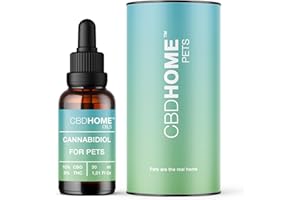 CBD HOME Pets - Aceite con CBD al 5% - 30 ml - Apto para Animales: Perros y Gatos - Bienestar Animal - Aceite Calmante - Fórmula con 1.500 MG de Cannabidiol - Base de AOVE Ecológico - Fabricado UE