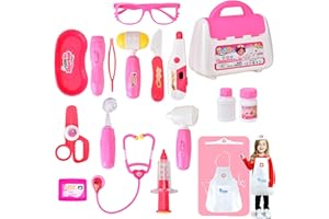 Queta Arztkoffer Arzt Spielzeug Dentist Doktor Set 18-teiliges Medizinische Kit Lernspielzeug Kinder Rollenspiele für Kleinkinder ab 3 Jahren (Rosa)