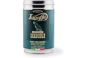 LUCAFFÉ Lucaffè - Barattolo Caffè in Grani Monorigine Brasile 250 Gr | Caffè in Chicchi Interi da macinare per Espresso | Tostatura Media | Gusto Dolce e Morbido | Aroma Intenso