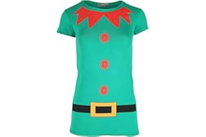 FASHION STAR Womens Christmas T Shirt Ladies Elf Costume Xmas Cap Sleeve Jersey Dress Top