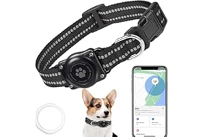 JIARUI GPS Tracker for Dogs, Mini GPS Dog Tracker with Dog Collar, No Monthly Fees, Pet Tracking Waterproof Collars (iOS Only), Works with Apple Find My, Dogs GPS Portable Anti Lost Tracking Device