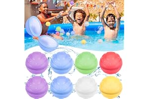 Palloncino d'acqua Riutilizzabili, FRECOO Palloncini Gavettoni Acqua Riempimento Rapido, palloncini d'acqua in Silicone per Bambini e Adulti, palloncini d'acqua per festa estiva(8 Pezzi)