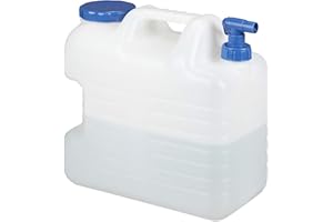 Relaxdays Jerrycan jerricane bidon d’Eau réservoir 20 L Robinet Bouchon sans BPA Camping Voiture Festival, Blanc/Transparent