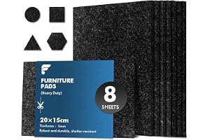 shinfly Självhäftande Filtskydd 8-pack - 20x15x0,5cm Mörkgrå | Filtunderlägg för Stolar och Tunga Möbler, Skyddar Parkett, La