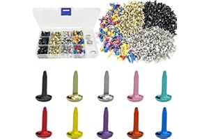 CISHOW 600Stk Mini Runde Brads, Mini Brads Runde, Musterklammern, Metall Brads, Musterbeutelklammern für Scrapbooking Papier, DIY Kunsthandwerk, Basteln Handwerk, Briefklammern (8 x15mm，10-Farben)