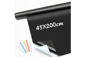 SHMSHNG Pizarra Autoadhesiva Pizarra Pared Borrable Escriba Dibuje y Para la Pegatina Pizarra Tiza Para el Hogar, Escuela, Oficina, 45 x 200 CM Lamina Pizarra con 5 Tizas