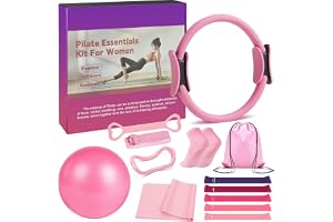 lxmydm Pilates-set, pilates-ringset 13 delar med tillbehör yogakot, yogaband, träningsband, pilatesstrumpor, träningsaffisch och bärbar väska, hem pilates oumbärligt kit för kvinnor