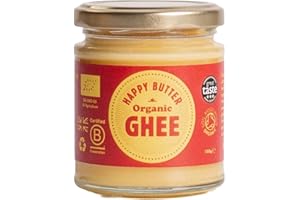 Happy Butter | Organic Ghee 150g – Grass-Fed British Clarified Butter | Lactose & Casein Free | Rich in Vitamins A,D,E & K | Award-Winning Organic Ghee for Cooking, Baking & Bulletproof Coffee |
