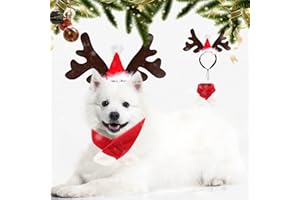 XINCHEN Verstellbare 3D Weihnachten Hund Weihnachtsmütze, Weihnachts-Hunde-Stirnband-Set, Weihnachten Rentier Geweih Stirnband, klassischer Elchhut, Kopfbedeckung, Haustierkostüm-Zubehör. (Weihnachten)