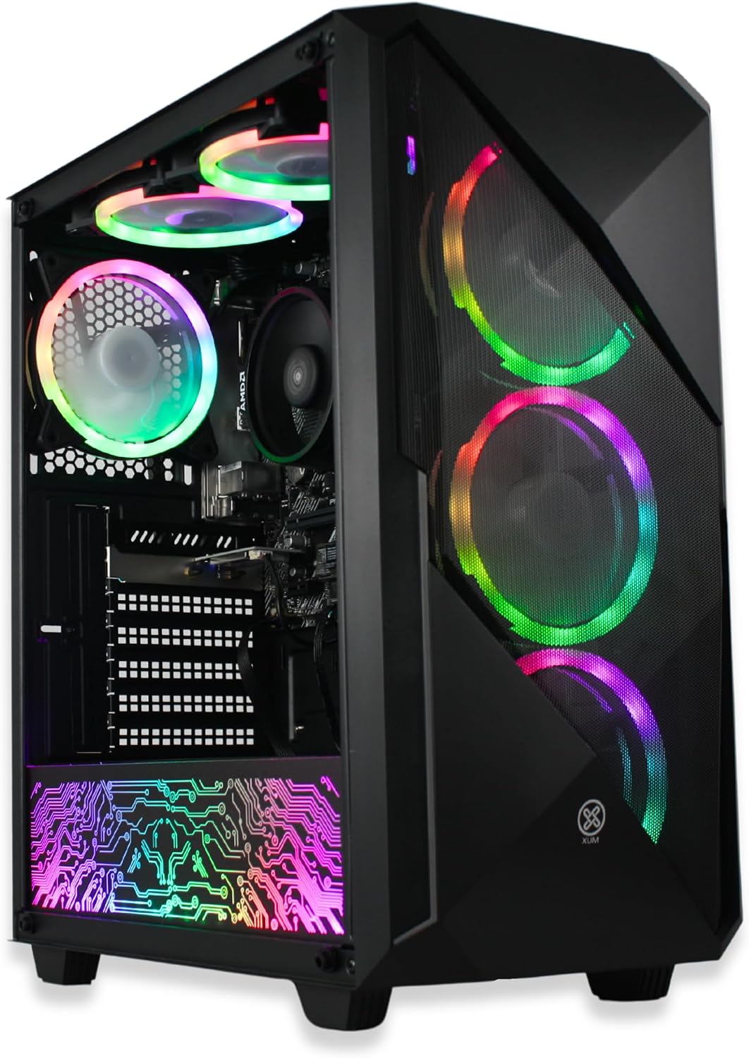 XUM Legend Prebuilt Gaming PC: AMD Ryzen 5 5600G, Radeon Vega 7 Integrated Graphics, 16GB DDR4 RAM, 256GB NVMe SSD, 1TB HDD, 500W PSU 80+ Bronze, aRGB, WiFi 5, Windows 11 Home, Entry Level, Black Case