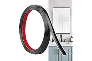 Hengrongshen Zierleisten Selbstklebend Schwarz Matt (6M x 1cm) abziehen und aufkleben, Flexible PVC Wandleisten, Ideal für Wand, Spiegel, Decke, Boden, Schrank, Fliesen, Kanten, DIY Zierleisten