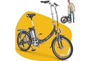 ‎AKTIVELO aktivelo Electric Folding Bike, 20 Inch E-Bike, Folding Bike with Maintenance-Free 250 W Mid Motor with 5 Motor Support Levels, 65 km Range, 7 Speed Shimano Hub Gears, Suitable for Men and Women
