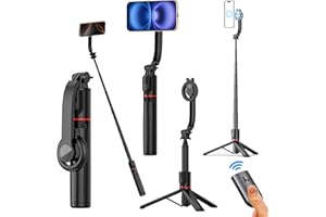 Amayo - Magnet Selfie Stick für MagSafe Handy Stativ für Smartphone Bluetooth Tripod Fernbedienung Selfiestick Halterung Magnetisch Zubehör für iPhone 15, 16, 17 Huawei, Samsung (Schwarz)