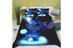 Doiicoon Lilo & Stitch, Bettwäsche-Set, 3D Anime Cartoon Kinder -Mikrofaser, Polycotton, Lilo Und Stitch Bettwäsche Für Jungen (5,135 x 200 cm-Einzelbett)