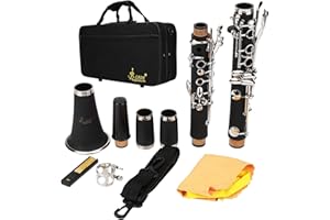 EJOYOUS Clarinette BB, Clarinette Système Allemand Accessoires de Clarinette à 17 Touches avec Note B Descendante avec Chiffon de Nettoyage des Anches Instruments à Vent