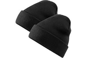 KEYRI 2 Pieces Woolen Cap Knit Caps Beanie Hat, Fashion Wolly Hat Elastic Size Universal, Unisex Classic Versatile Spring Fall Winter Hat, Pullover Hats for Boy Girl Gifts for Women Men