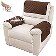 GYHH Sofa Armrest Cover, Headrest Cover for Recliner Chair Arm Cover,Armchair Slipcover Nonslip Quilted Furniture Protector for Pets Leather Sofa Couch (Coffee,1 Seat Recliner | 3 pc)
