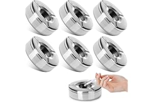 MUMJOOYI 6 Stücke 10cm Aschenbecher Edelstahl Aschenbecher mit Deckel Moderne Tischplatte Windaschenbecher für Draußen Home Office Balkon Partys Outdoor (Silber)