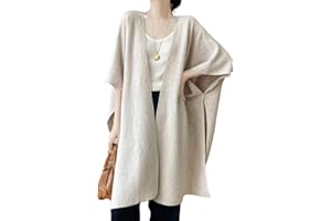 Ailaile 100% wełna merynosowa szal owijany damski dzianinowy ponczo peleryna kardigan jesień zima luźny otwarty sweter płaszcz