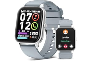 Poounur Montre Connectée Homme Fomme avec Appels Bluetooth, 1,85'' Smartwatch avec 112 Modes Sportifs, Cardiofrequencemetre, Sommeil, Etanche IP68, Bracelet Montre Connectée pour Android iOS, Grey