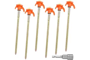 bssmmai 6 picchetti per tenda, picchetti in acciaio con filettatura e supporto per corda, picchetti stabili per campeggio e esterni, ganci per tenda per terreni duri e prati forestali