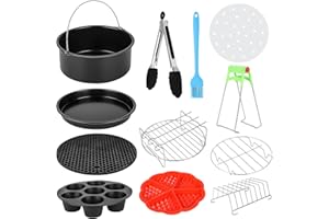 MorNon 15STK Heißluftfritteuse Zubehör Set 8in zubehör heißluftfritteuse airfryer zubehör air Fryer Accessories Zubehörset Heißluftofen Luftfritteusen für XL Fritteusen die Meisten der Marken