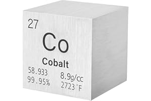 PFCKE Cobalt Cube Metal Density Cubes Pure Metal High Density Element Cube for Element Collections Lab Experiment Periodic Table Collection DIY Teacher Science Creative Gift（Cobalt，1 Inch）（Co）钴