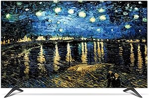 NANKAN Hülle Bezug für Fernsehen Schutzhülle für TV und Monitor 22 Bis 80 Zoll für LCD, LED, Indoor Helles Ölgemälde Muster Anti-Staub Polyester Staubschutz TV-Abdeckung (Color : River, Size : 55in)
