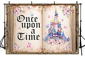MEHOFOND 7x5ft Fairytale Book Photography Backdrop Once Upon a Time Butterfly Castle Flower Gilr Princess Birthday Party Background Banner Wedding Baby Shower Cake Smash Decor Photo Studio Props