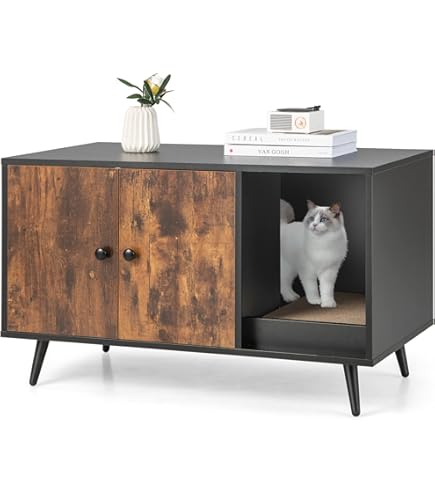 Kattenbakkast, Kattenbakkast Met Uitneembare Krabplank, Ingang In De Cat House Side Table For 2 Cats 100 X 52 X 55 Cm 120 Kg Load Capacity P 62353369