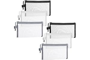 LIQWEI 6 przezroczystych piórników, zamek błyskawiczny z siateczki, nylonowy, przezroczysty piórnik na przybory do pisania, do podróży, kosmetyków, szkoły, na artykuły biurowe