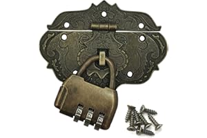 JUKOTA 1pcs Haspe Vintage Antik Verschlüsse,Mit Passwortsperre,Bronze Eisen Design, Möbel-Verschlüsse, Beschläge für Holz Schublade Schmuck Box Case Cabinet Möbel Dekorative Schrank