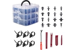ANGNYA Car Retainer Clips Plastic Car Trim Clips Kit, 16 Sizes 635PCS Universal Auto Push Pin Rivets Kit, Plastic Fasteners Kit Nylon Clips Rivet Car Body Trim Clips Assortment with Fastener Remover Tools