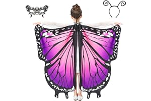 JEPOZRA Mariposa Chal Alas Kit de Valor Niños Disfraces Navidad Juguetes Halloween Fiesta Traje Cosplay Diseño Ideas Kit,sin Mascara