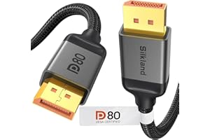 Silkland 80Gbps Kabel DisplayPort 2.1 2M [Certyfikat VESA] DP80, 8K@240Hz 4K@960Hz/540Hz/480Hz/240Hz Kabel DP 2.1 16K, HDR FreeSync G-Sync UHBR20 do Gaming-Monitor, PC, 5090 7900XTX