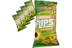 ‎OSTPRODUKTE-VERSAND 5x 180g WURZENER Original Erdnußflips – knuspriger Erdnuss-Snack mit Sonnenblumenöl, ohne Aromen & Geschmacksverstärker, veganer Genuss für Freizeit & Familie