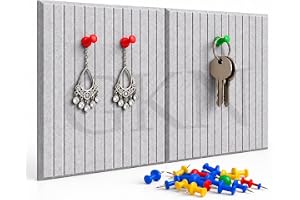 GKN Self Adhesive Felt Bulletin Board for Wall, 30 x 30 cm Pin Board Notice Board with 10 Drawing Pins for Notes, Photos & Messages, Home Office School & Study Room (Pack of 2, Gray Line)