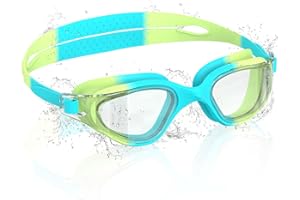 Ambienden Gafas Natación para Niños, HD 180° Gran Angular de Visión Gafas de Natación para 3-14 Años, Antivaho, Protección UV, Ajuste Rápido, Sello de Silicona para No Fugas, Gafas Piscina Unisex