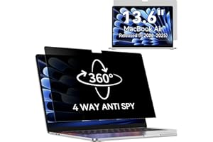 PROTESCREEN 360° Filtre de Confidentialité pour MacBook Air 13.6 Pouces M4 2025 / M3 2024 / M2 2022,Filtre Anti Espion Protection Ecran,Laptop Privacy Screen pour Mac Modèle - A3240 A3113 A2681